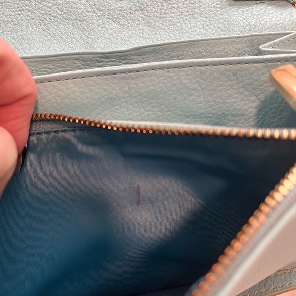 Tory Burch Robin’s Egg Blue Leather Crossbody Wallet - Picture 11 of 16